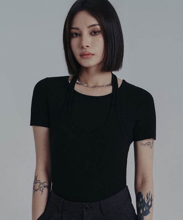 Strap Neck Fitted Top